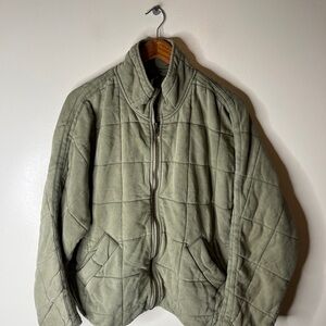 Free People Dolman Quilted Jacket Womens Green Full Zip Heavy Size Small